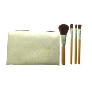 Naturlig træ mini makeup børste sæt med kosmetisk taske