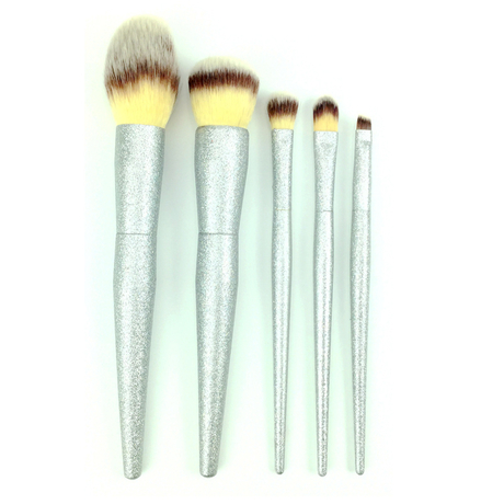 5 stk sølv skinne makeup børste sæt (ansigt og øje)
