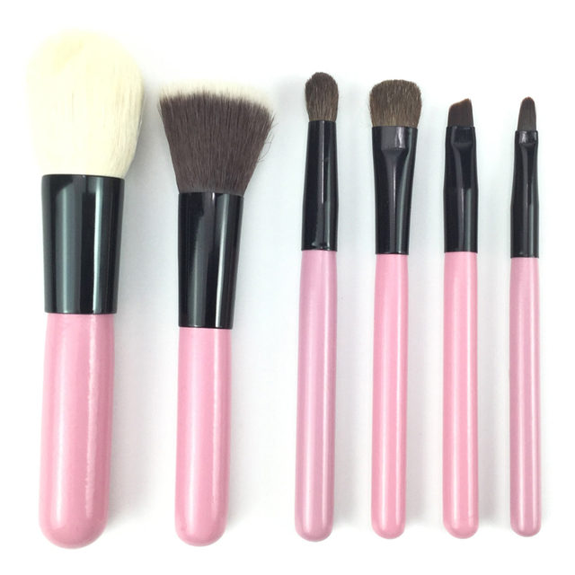 Bærbar Pink 6 stk Makeup børste sæt